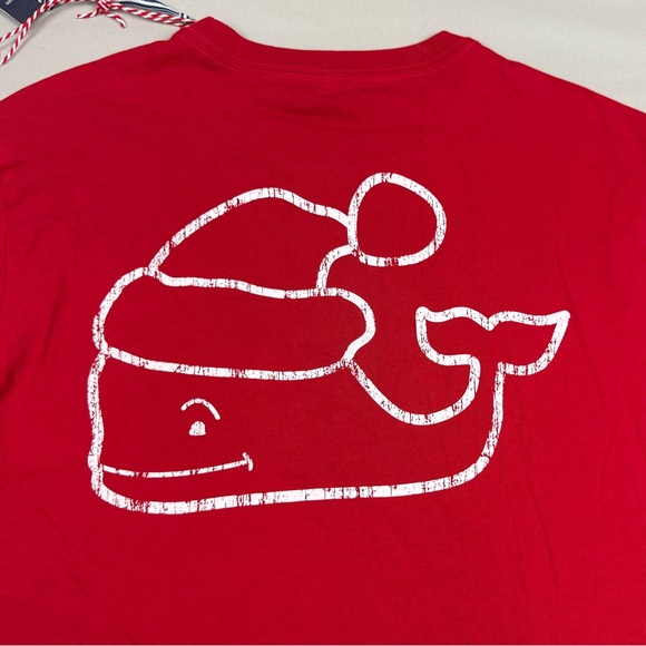 Vineyard Vines Mens Santa Whale Pocket T-Shirt Sz Small Long Sleeve Red A7 - Picture 6 of 10
